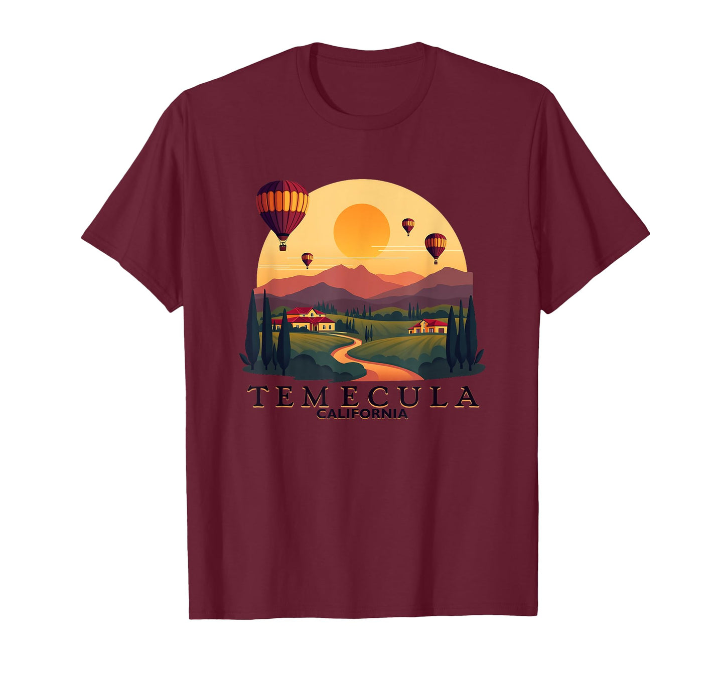 Temecula California Hot Air Balloon Winery Scenic Sunset T-Shirt