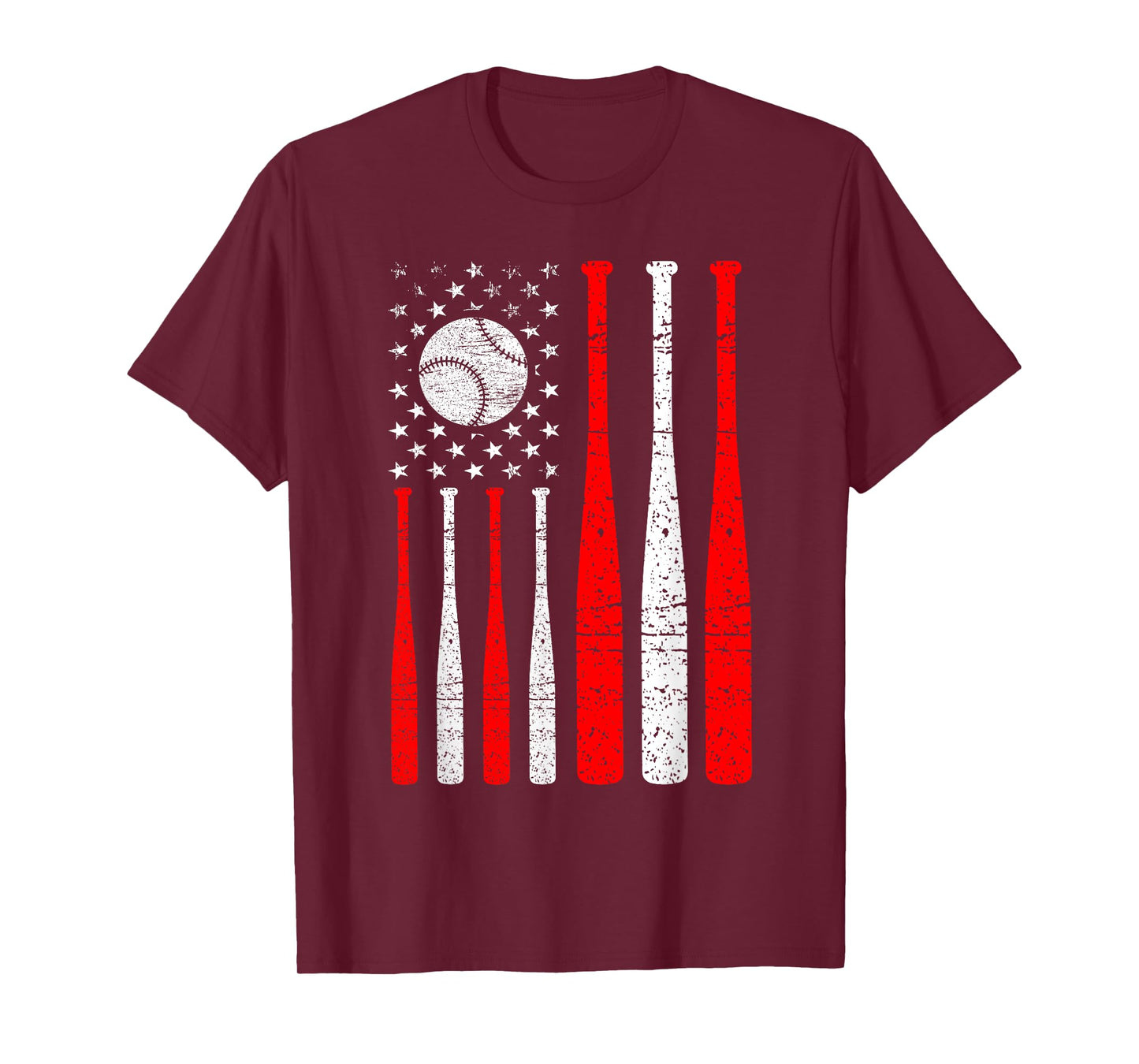 Vintage Baseball American Flag Boys Girls Men Women Sports T-Shirt