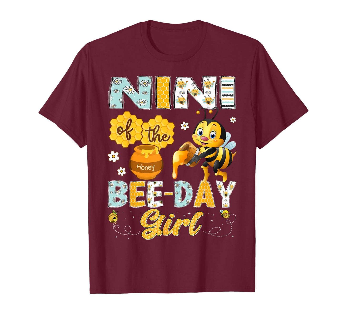 Nini Of The Bee-Day Girl Funny Bee Birthday Girl T-Shirt