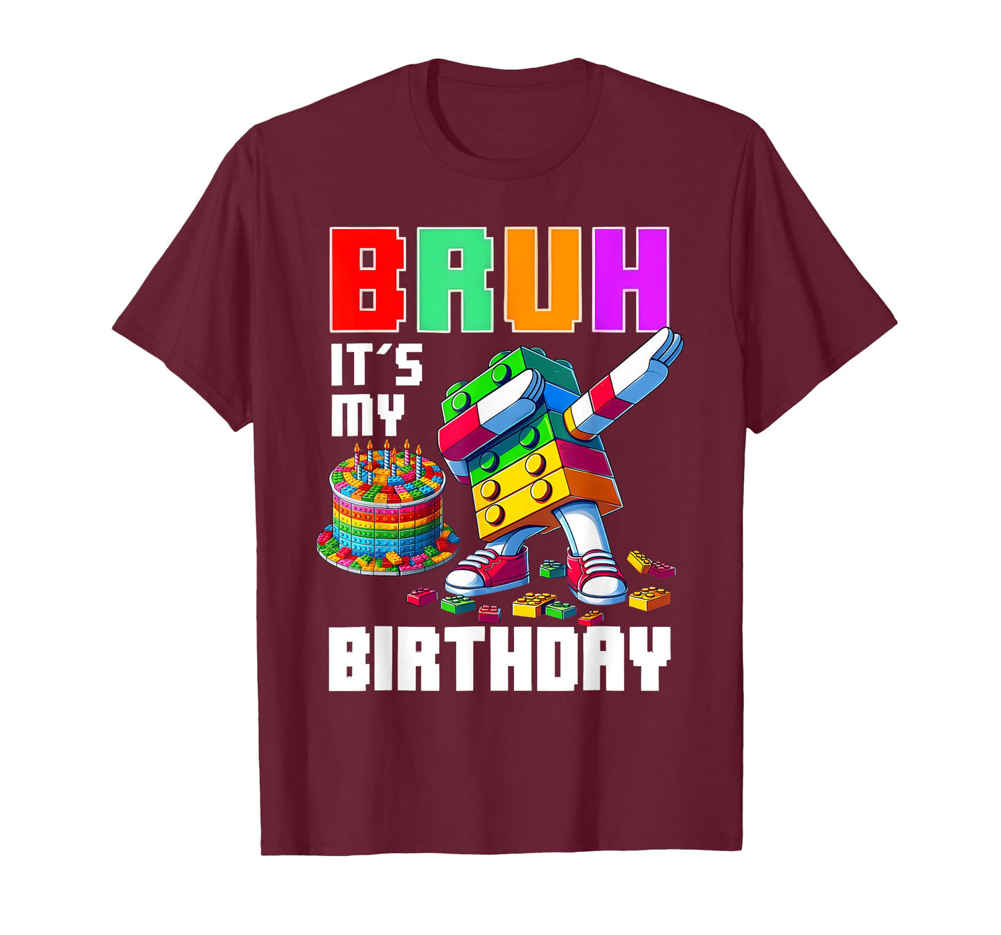Vintage Bruh Its My Birthday Master Builder Dabbing Blocks T-Shirt