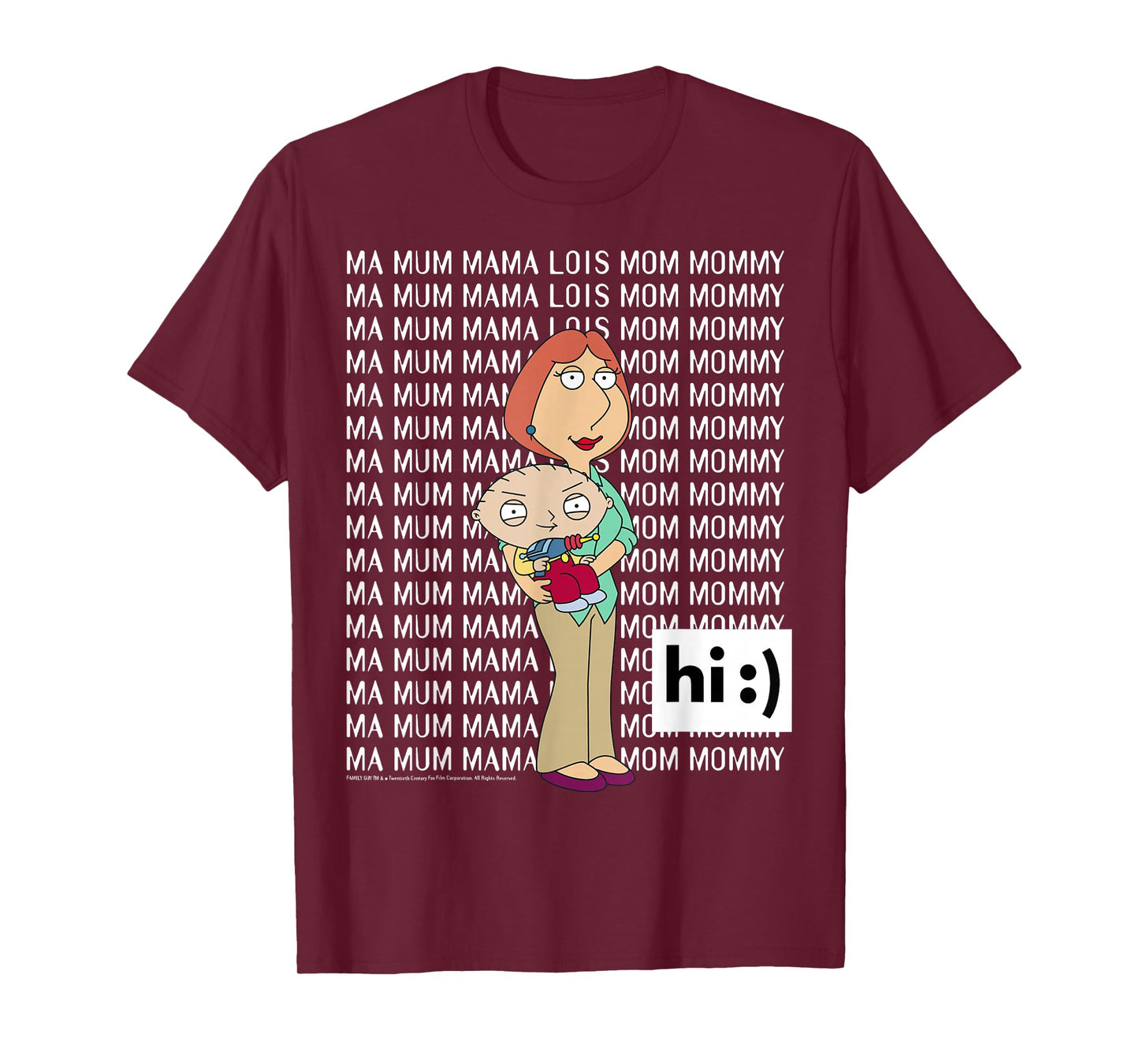Family Guy Lois Stewie Ma Mum Mama Mom Big Chest Text Logo T-Shirt