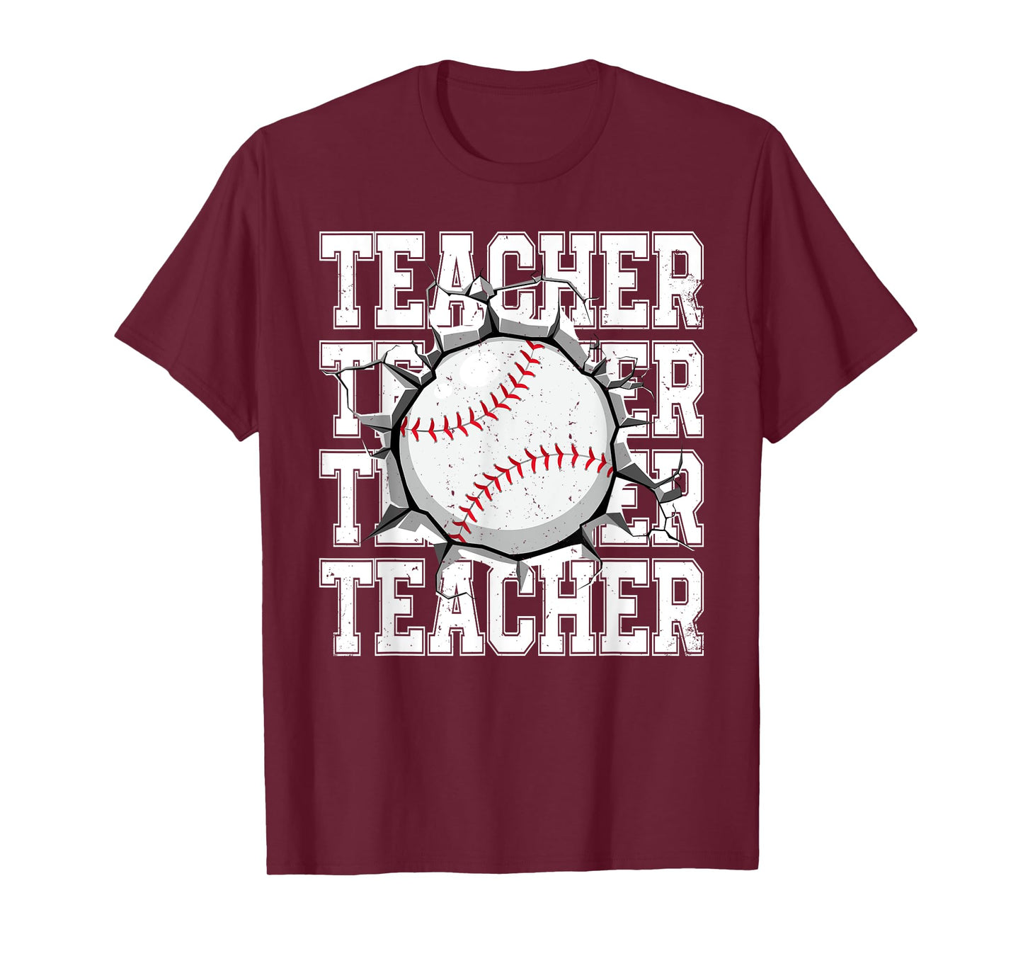 Baseball Teacher Cracked Wall Family Matching Birthday T-Shirt