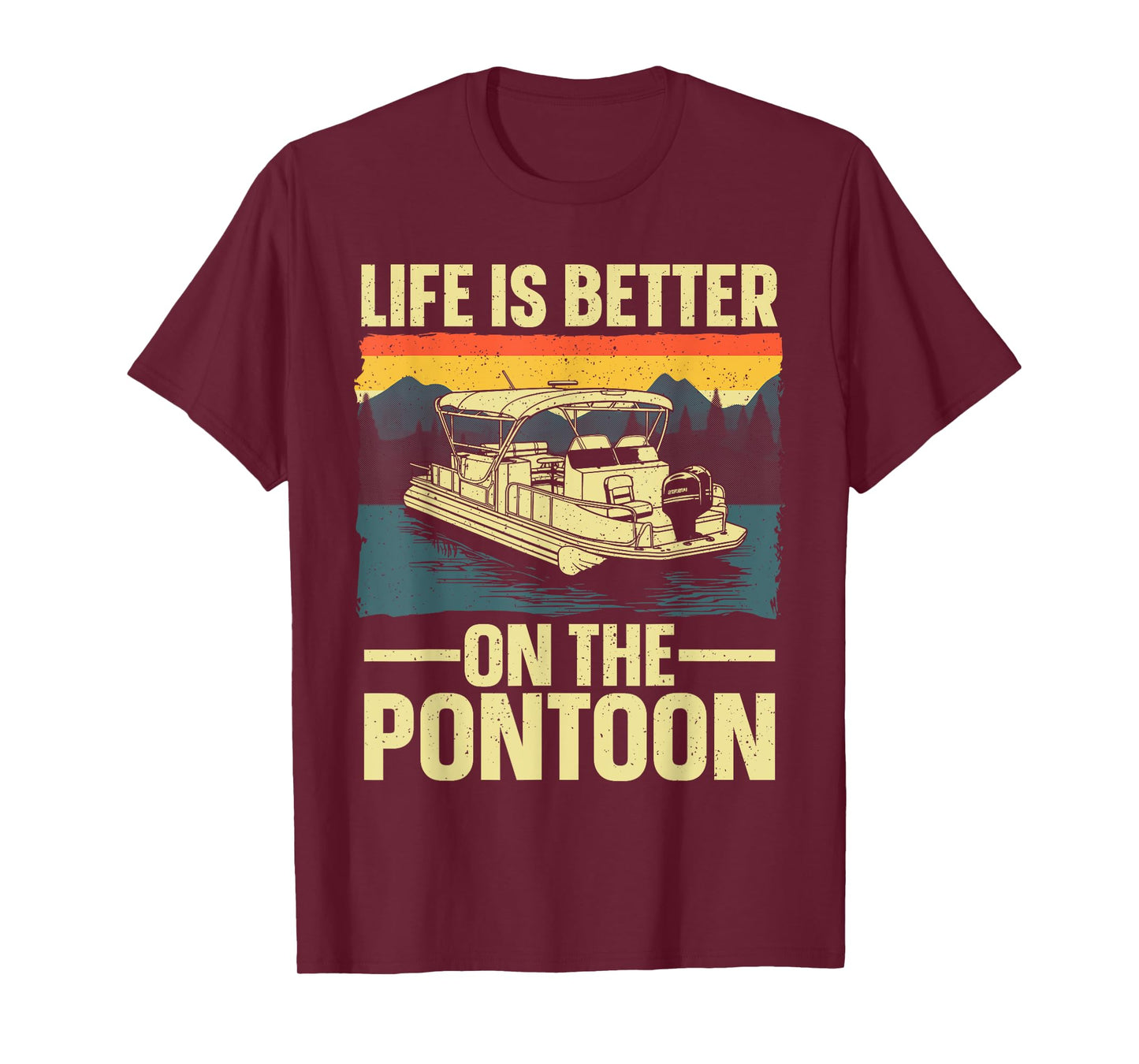 Funny Pontoon Boat Art For Men Women Boating Pontoon Captain T-Shirt