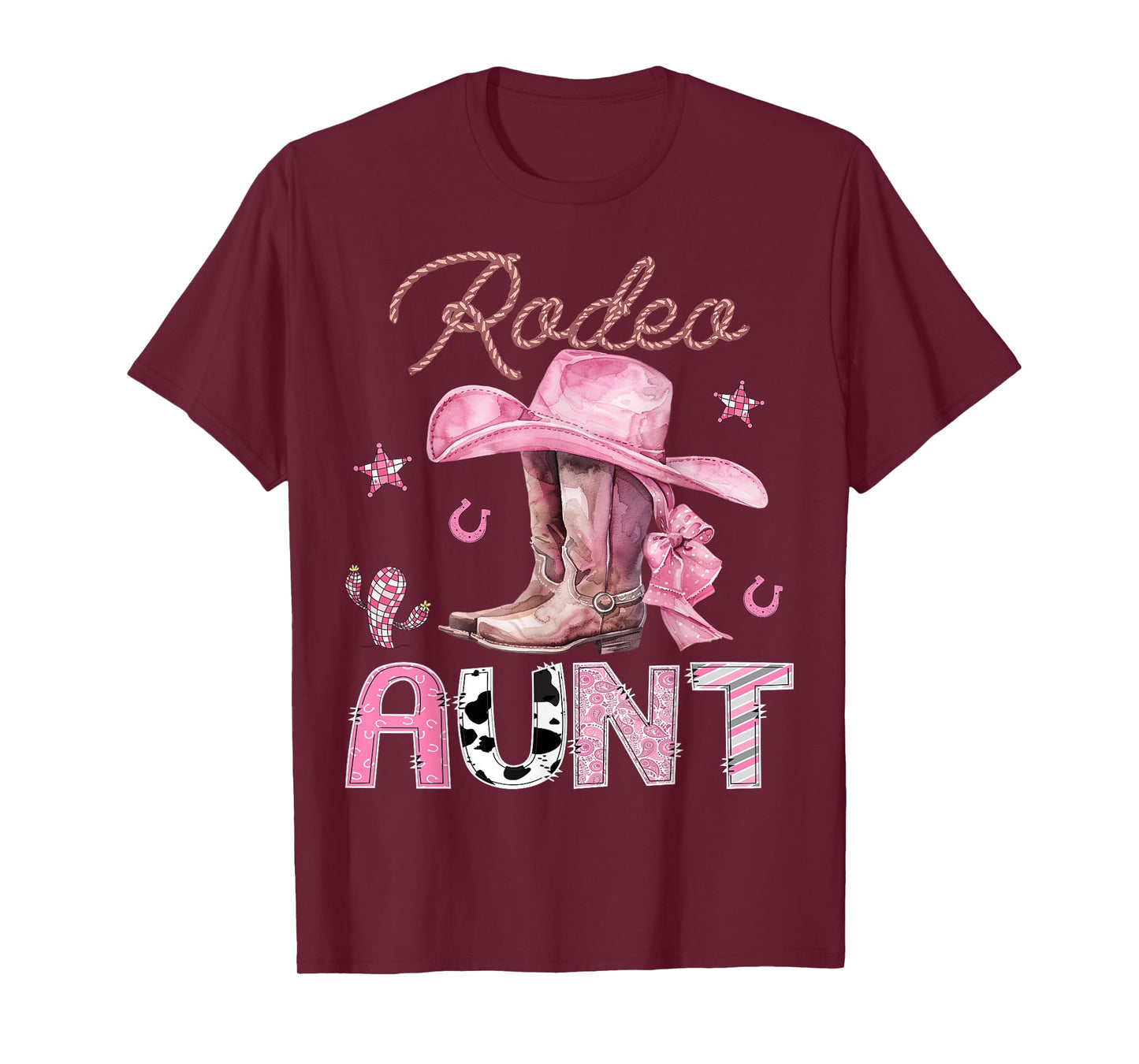 Rodeo Aunt Pink Boots Coquette CowGirl Birthday Party T-Shirt