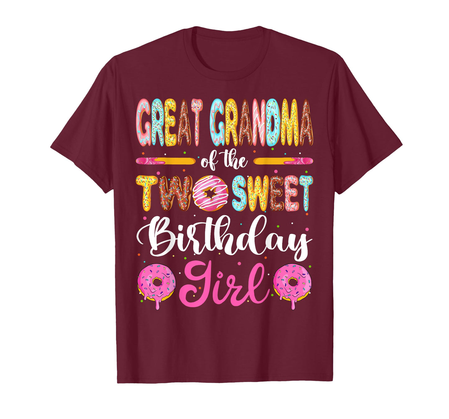Great Grandma Of The Two Sweet Birthday Girl Donut 2nd Bday T-Shirt