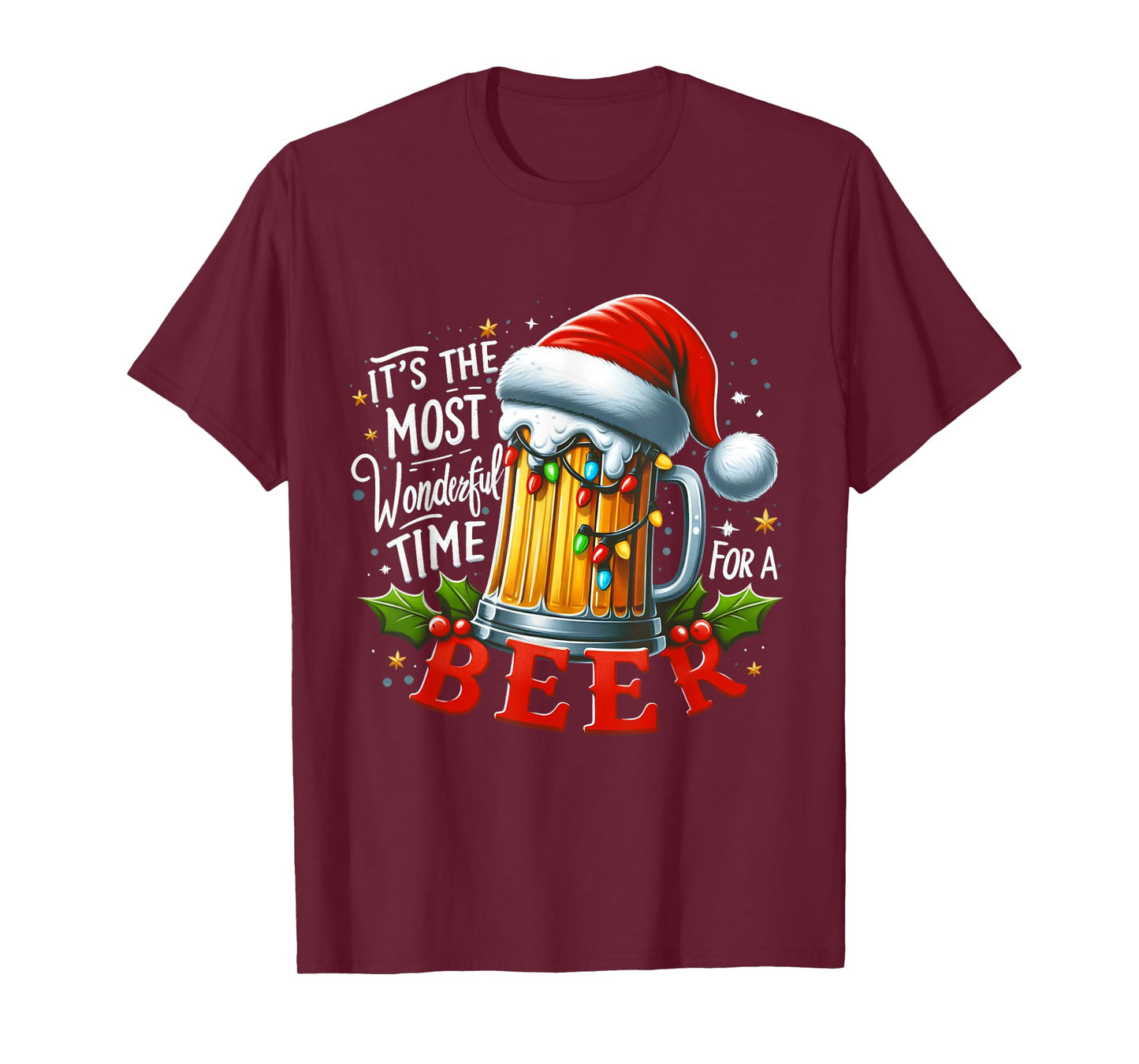 Santa It's the Most Wonderful Time for a Beer Christmas T-Shirt
