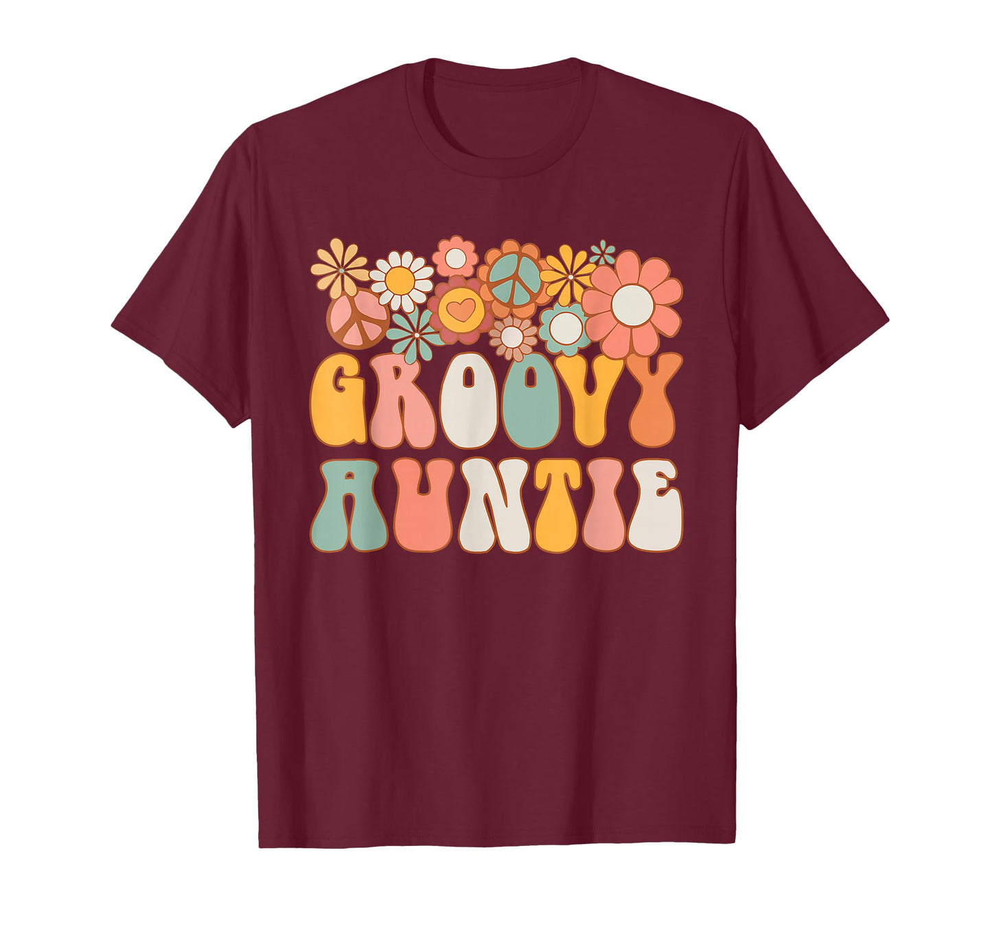Groovy Auntie Retro 60s 70s Hippie Family Best Aunt Ever T-Shirt