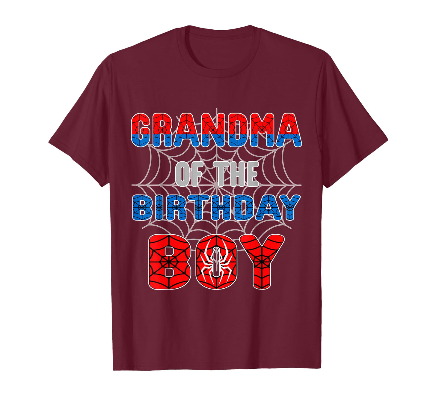Spider Web Birthday Party Grandma of The Birthday Boy T-Shirt