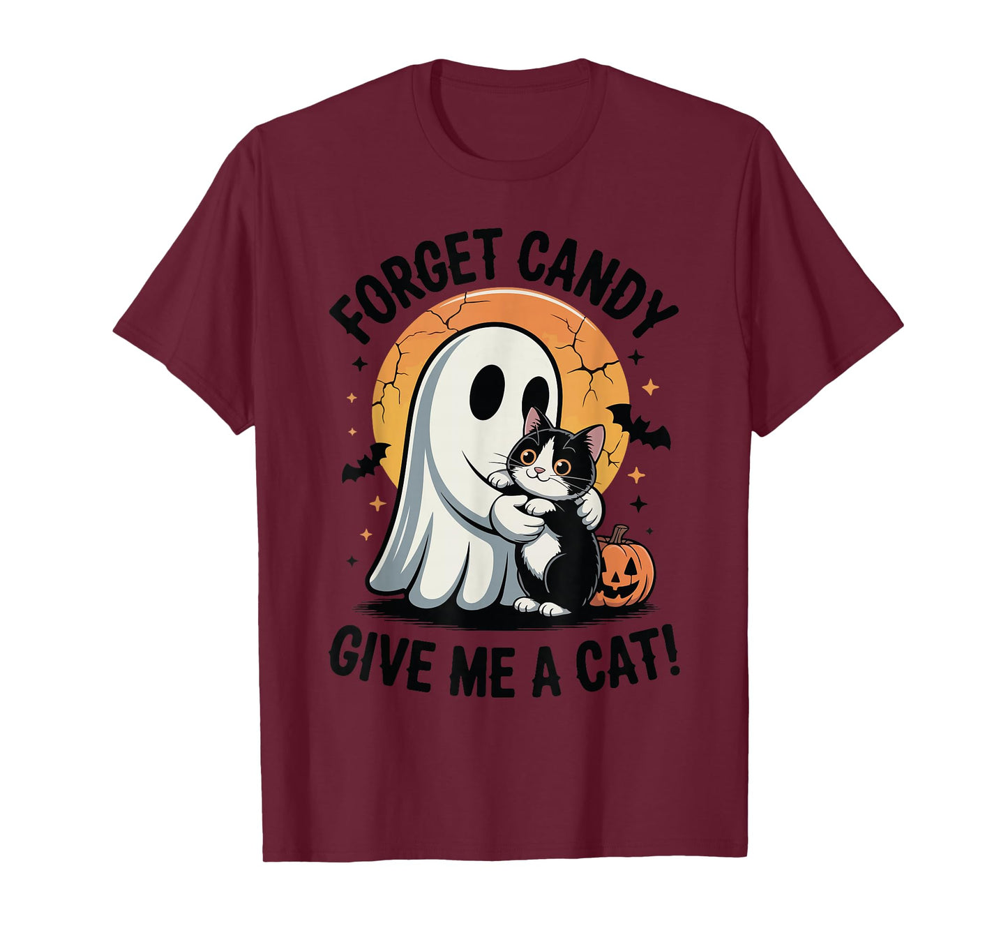 Vintage Forget Candy Give Me Tuxedo Cat Halloween Mom Women T-Shirt