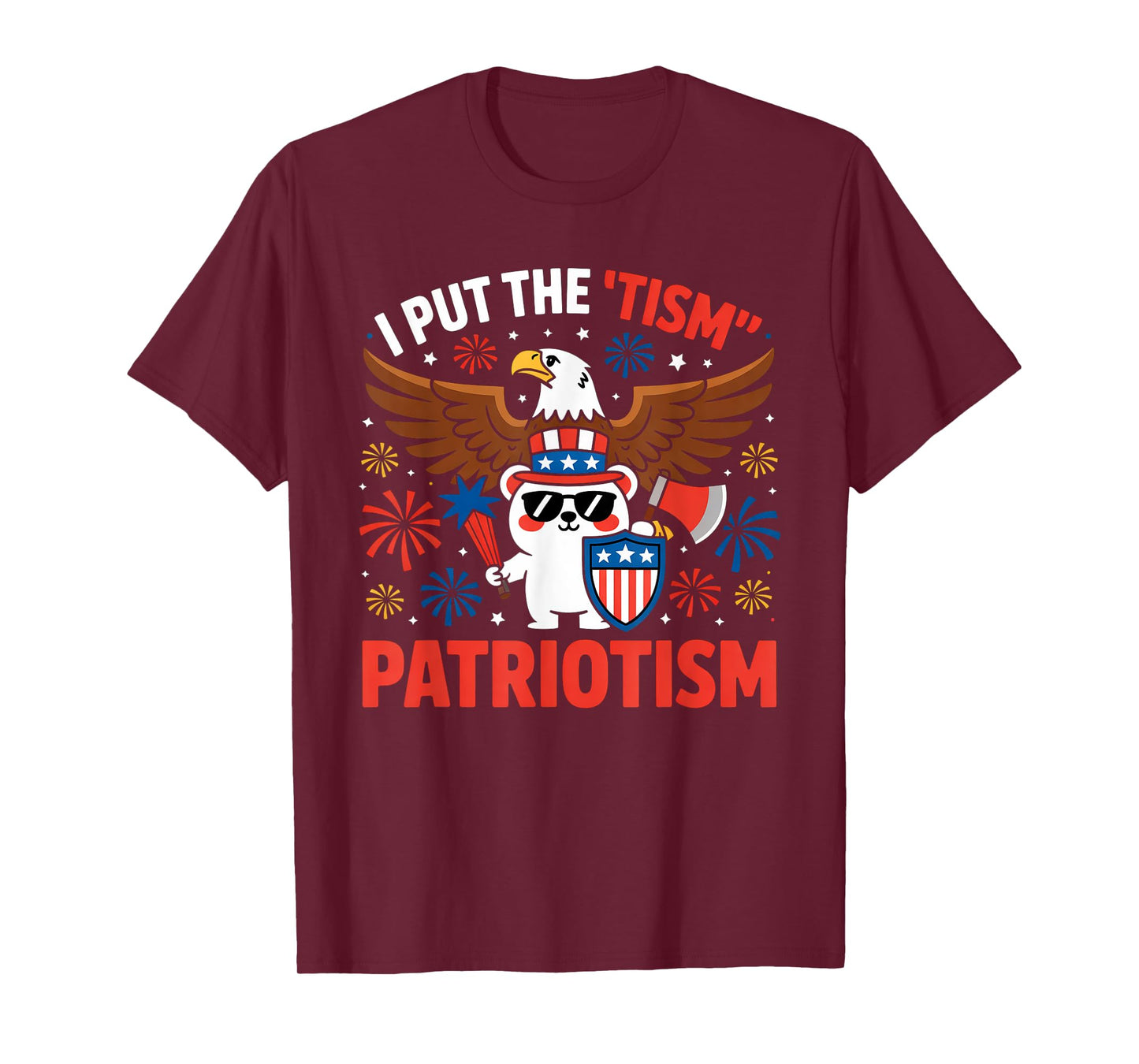 I Put The Tism in Patriotism Athletic Eagle T-Shirt