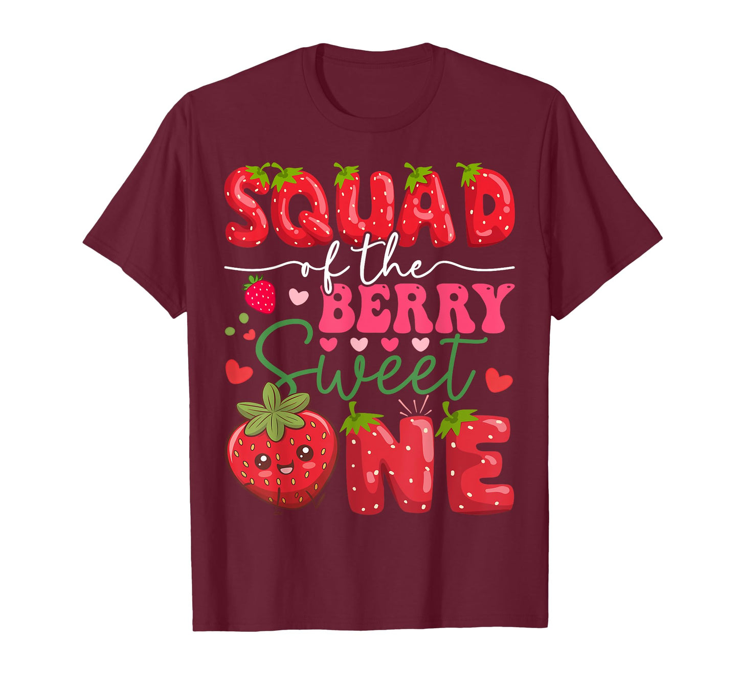 Squad Of The Berry Sweet One Strawberry 1St Birthday T-Shirt