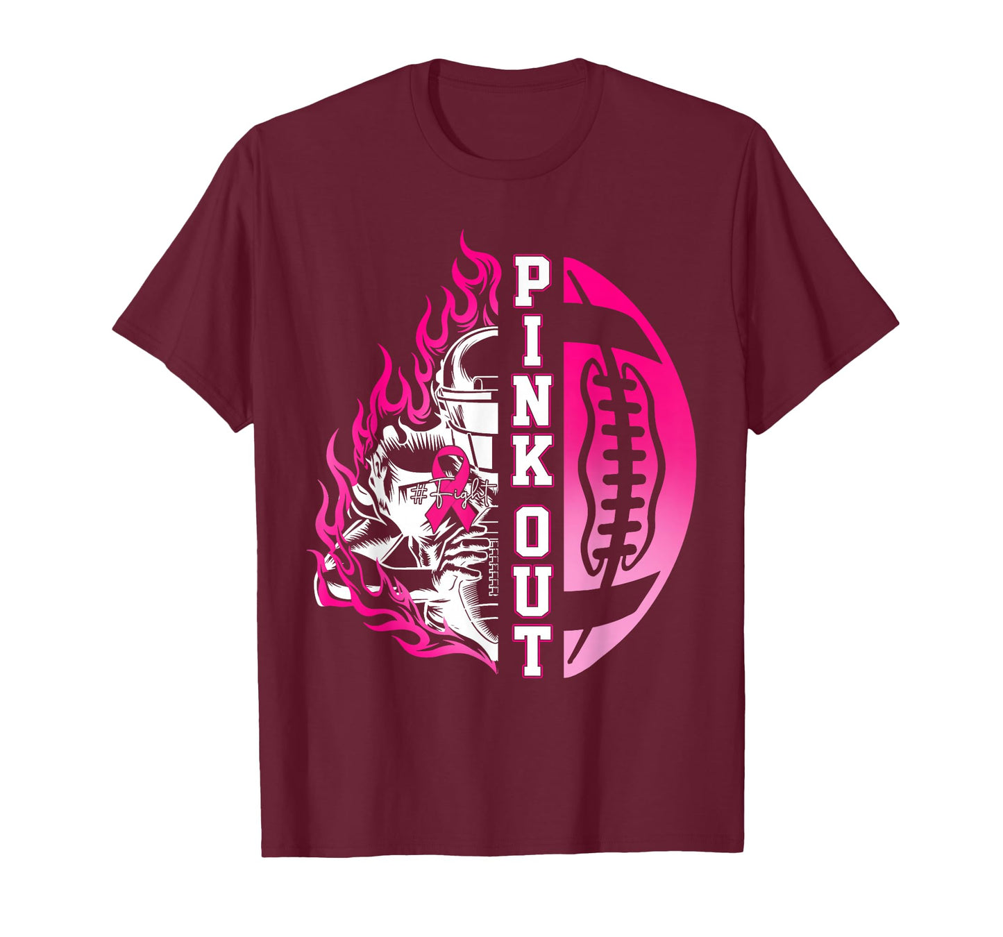 in October We Wear Pink Football Breast Cancer Awareness T-Shirt