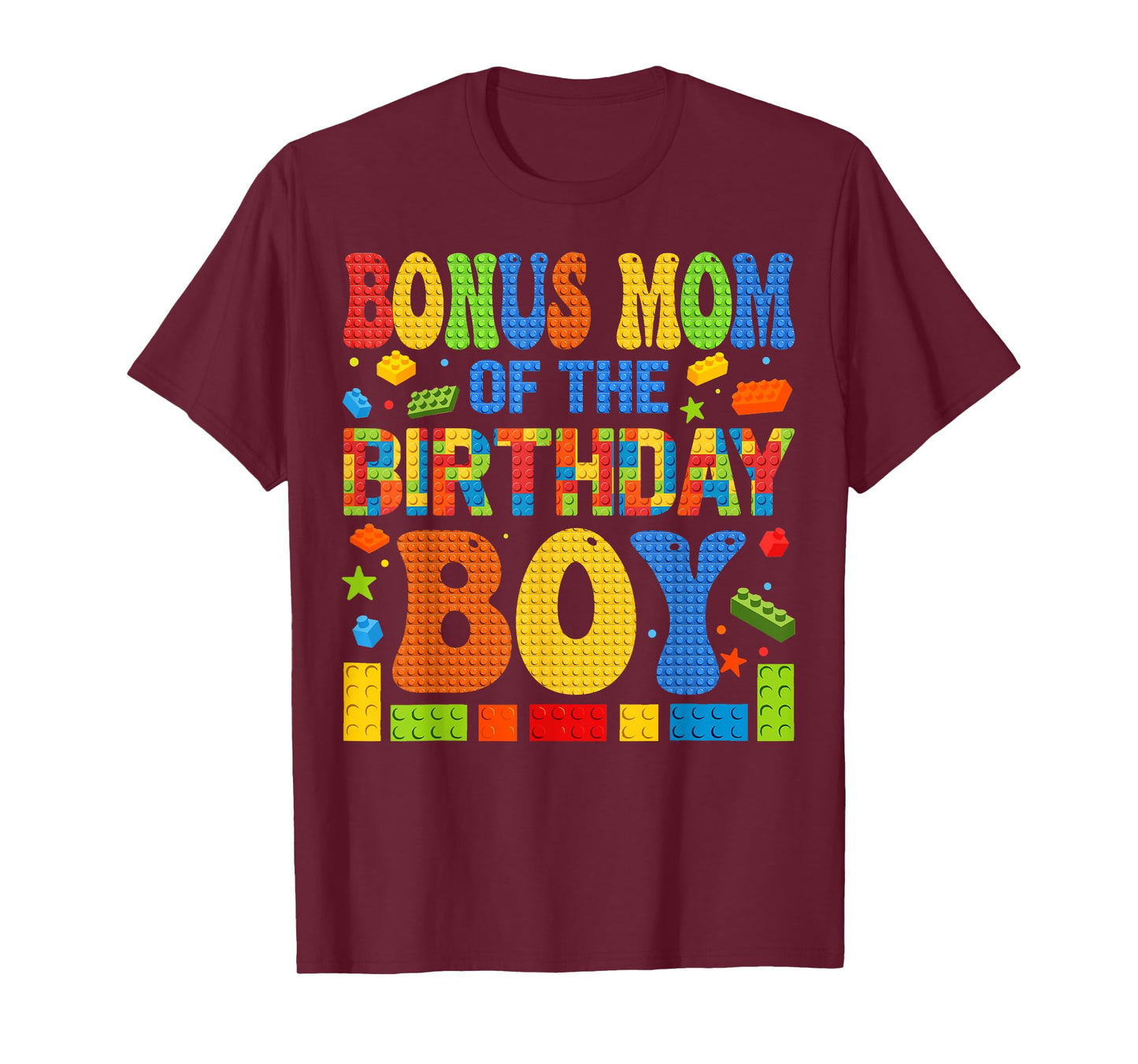 Bonus Mom Of The Birthday Boy Building Block Birthday Party T-Shirt