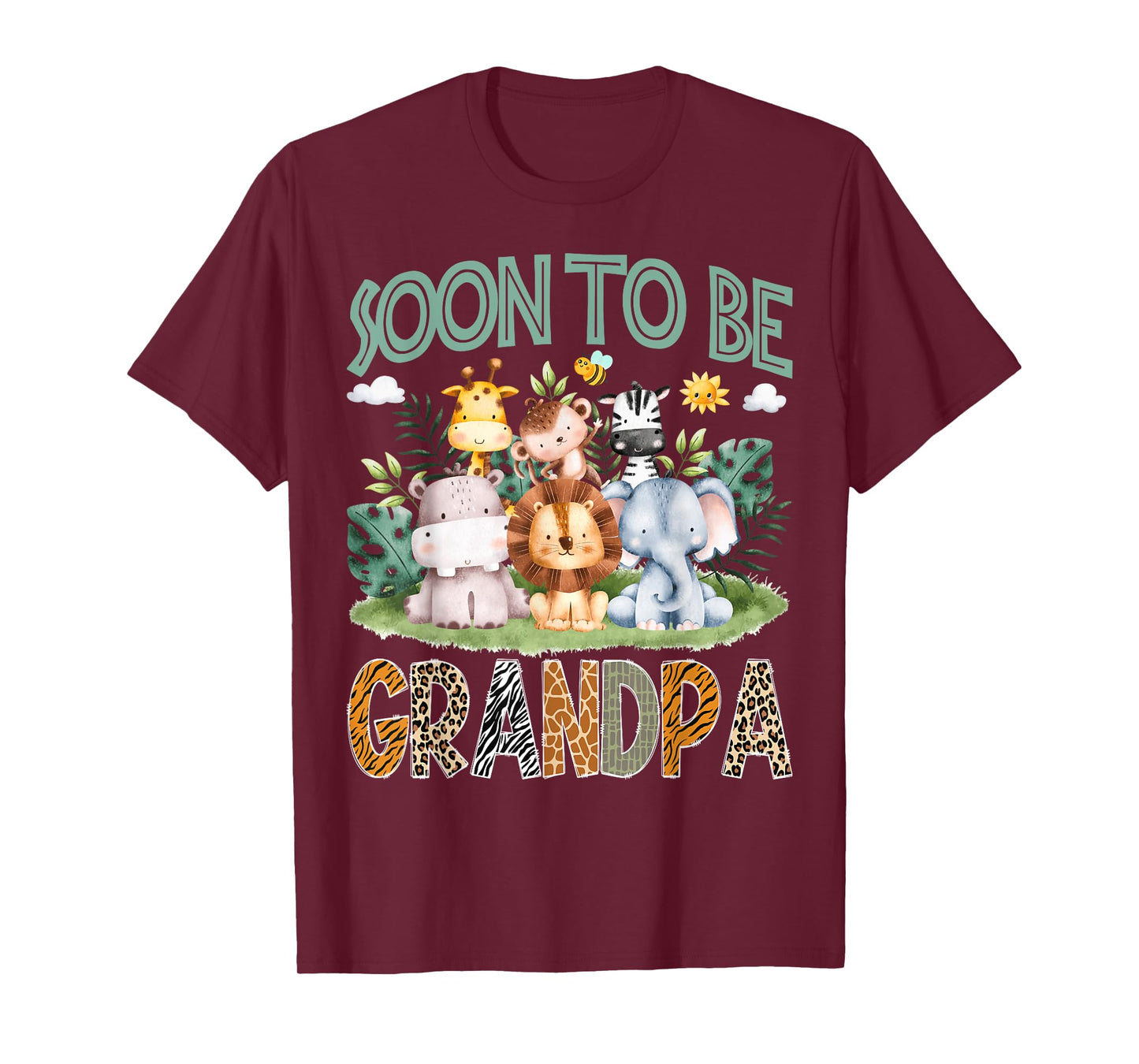 Soon To Be Grandpa Animal Safari Jungle Gender Reveal T-Shirt