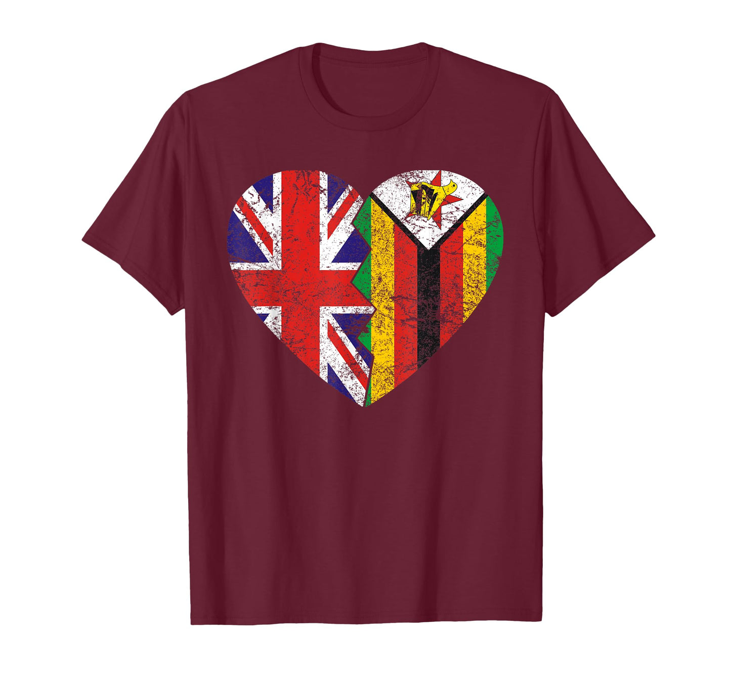 Zimbabwean British Flags Heart | United Kingdom Zimbabwe T-Shirt