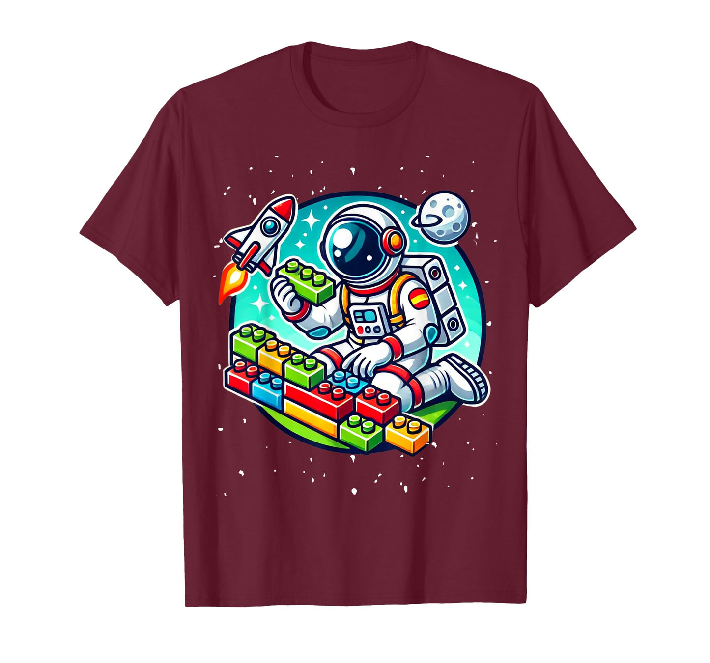 Master Builder Space Astronaut Building Blocks Bricks Boys T-Shirt