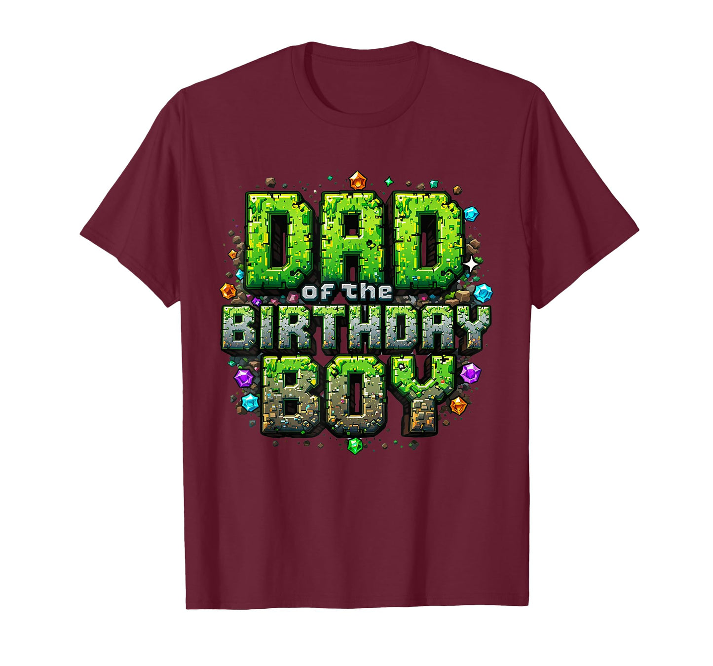 Dad Of The Birthday Boy Game Pixel Number Birthday Party T-Shirt