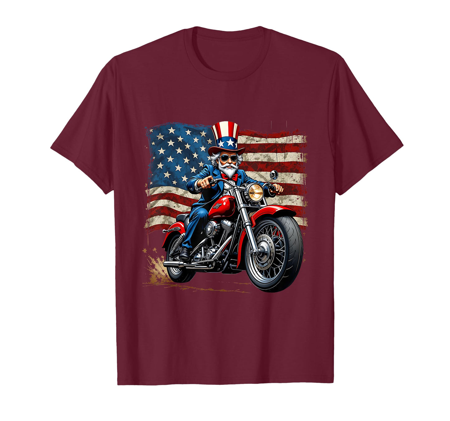 4th of July Graphic Funny Patriotic Ridding Motorcycle T-Shirt
