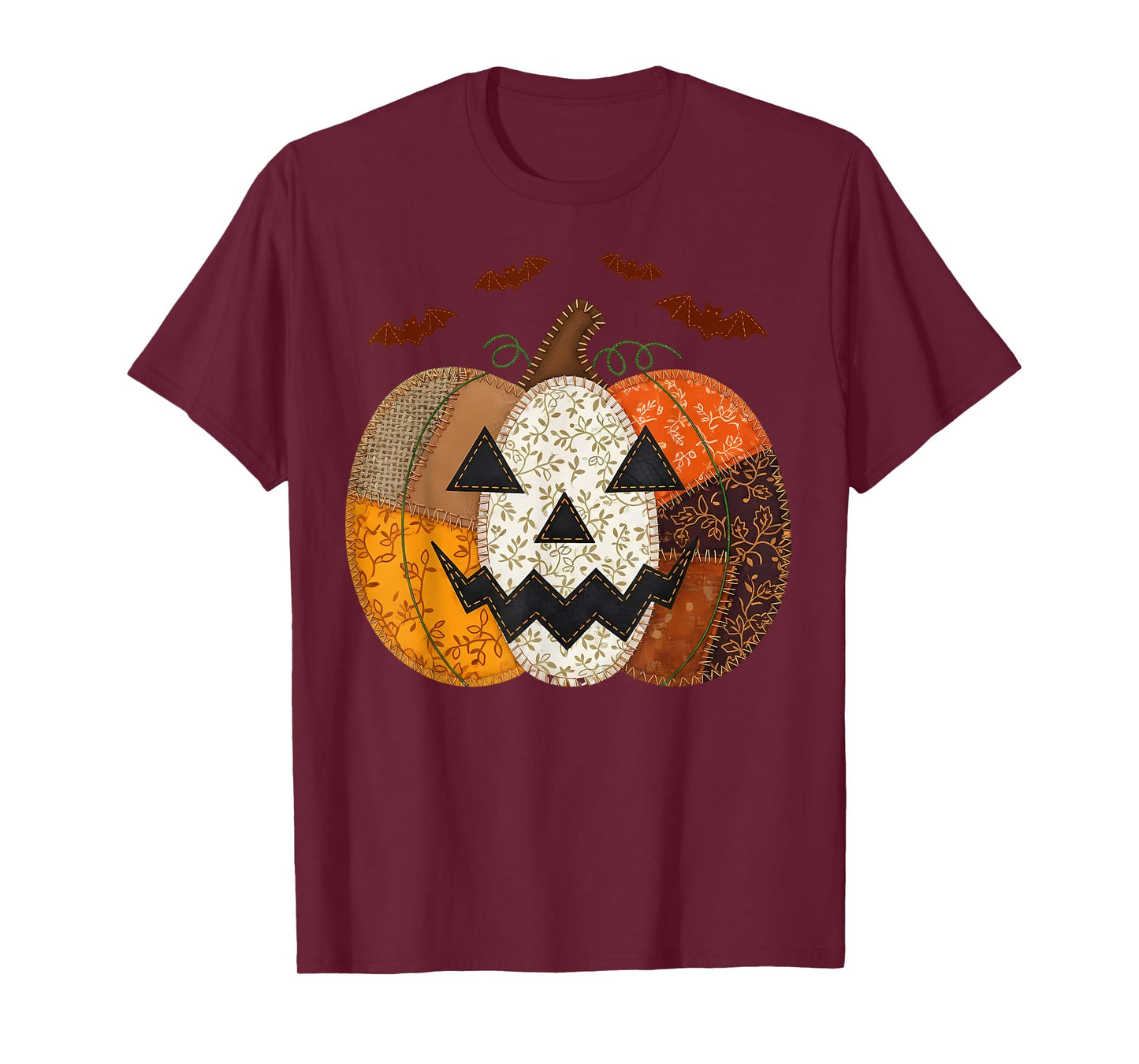 Vintage Pumpkin Patchwork Halloween Fall Aesthetic T-Shirt