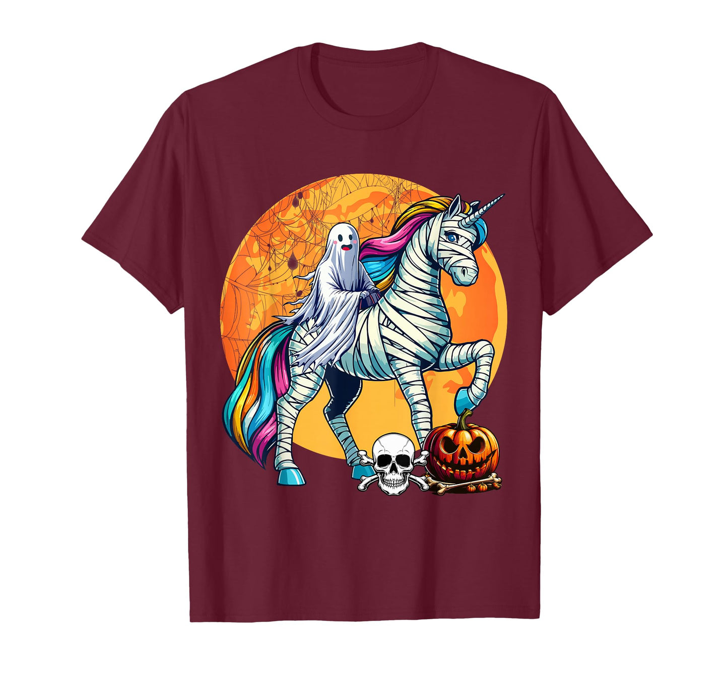Boo Ghost Riding Unicorn Halloween Mummy Costume Kid Toddler T-Shirt