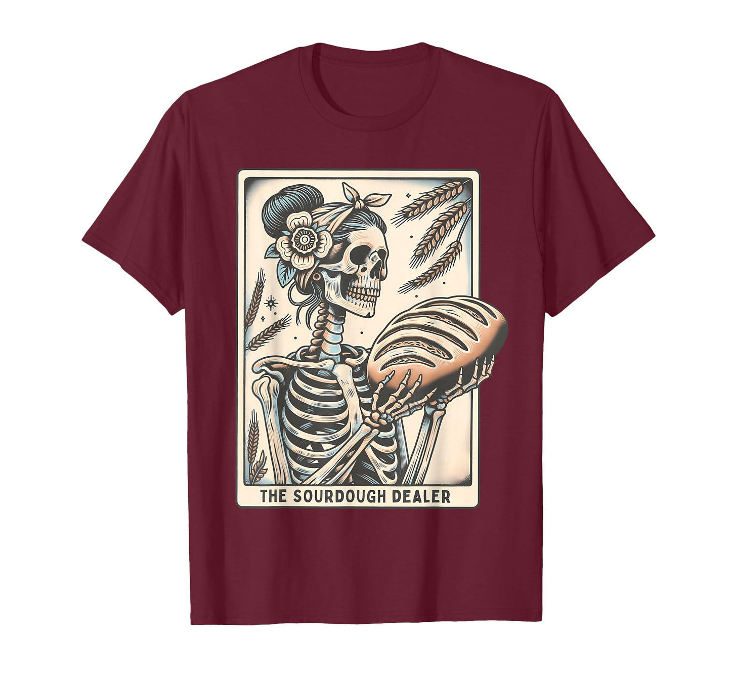 Sourdough Bread Tarot Card Skeleton Homemaker Baking T-Shirt
