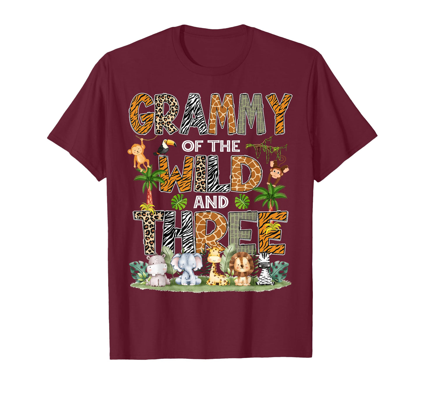 Grammy Of The Wild Three 3Rd Birthday Safari Zoo Jungle T-Shirt