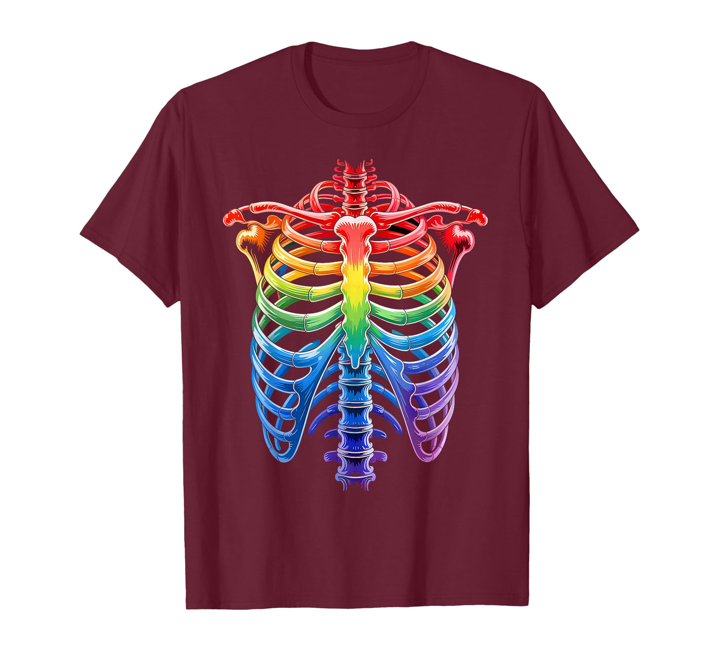 Halloween LGBTQ Rainbow Ribcage Costume Skeleton Gay Pride T-Shirt