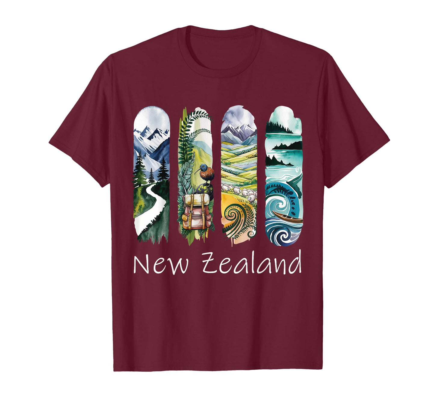 New Zealand Brushstroke Kiwi Vacation Souvenir New Zealand T-Shirt