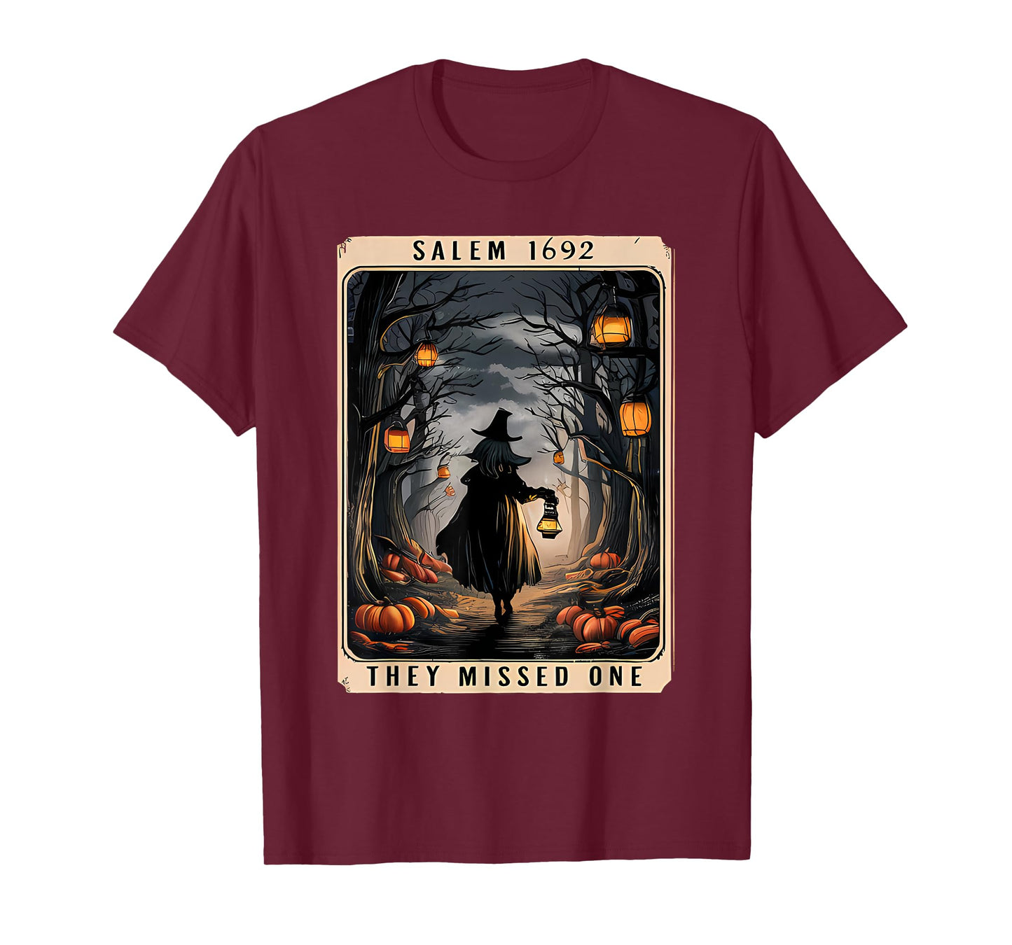 Salem 1692 Halloween Witch They Missed One Tarot Card Women T-Shirt