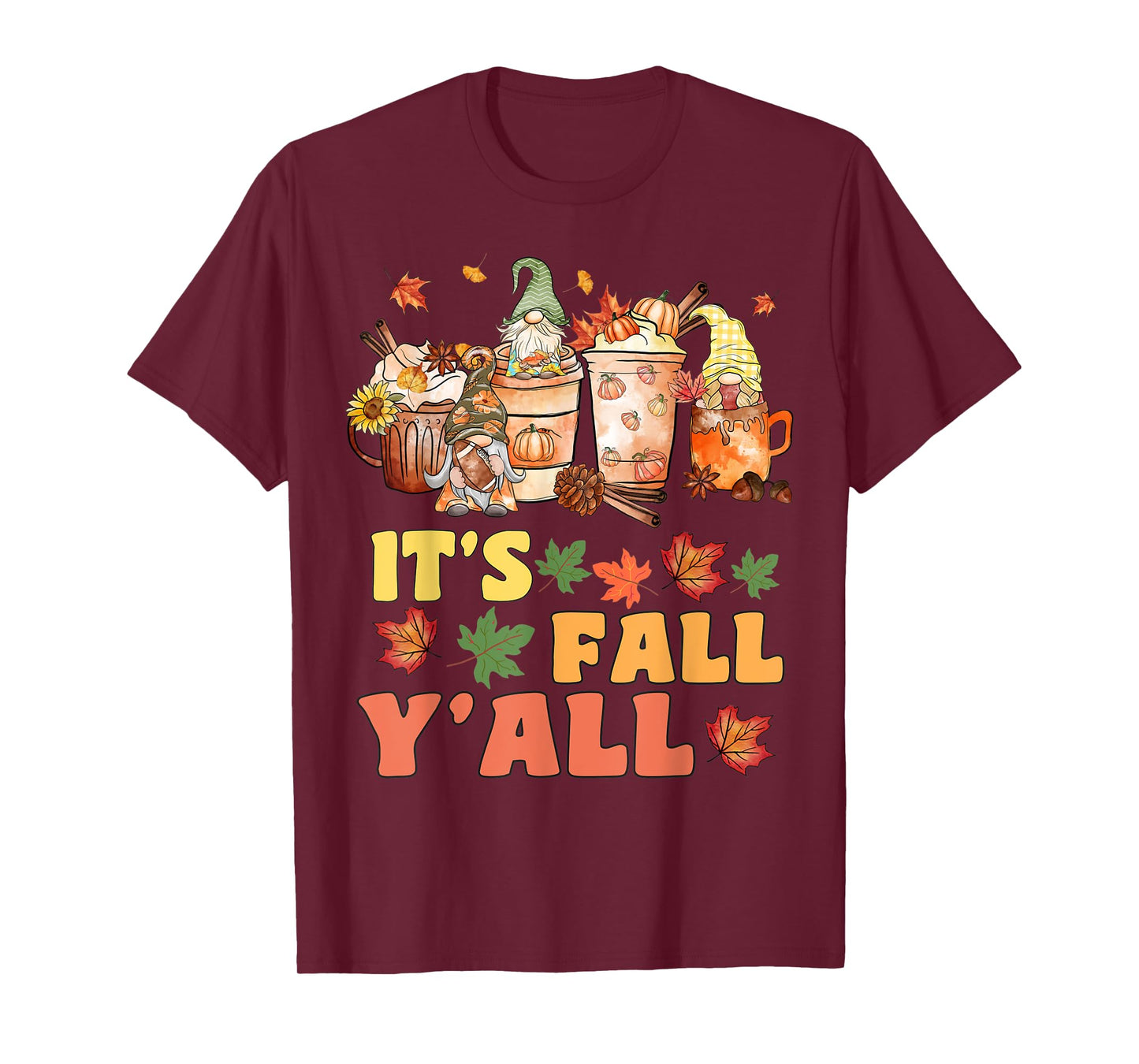 It's Fall Y'all Football Gnome Happy Fall Y’all Women Kids T-Shirt