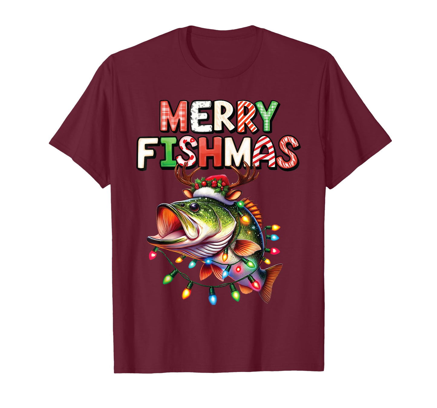 Merry Fishmas Santa Fishing Lovers Funny Fisherman Christmas T-Shirt