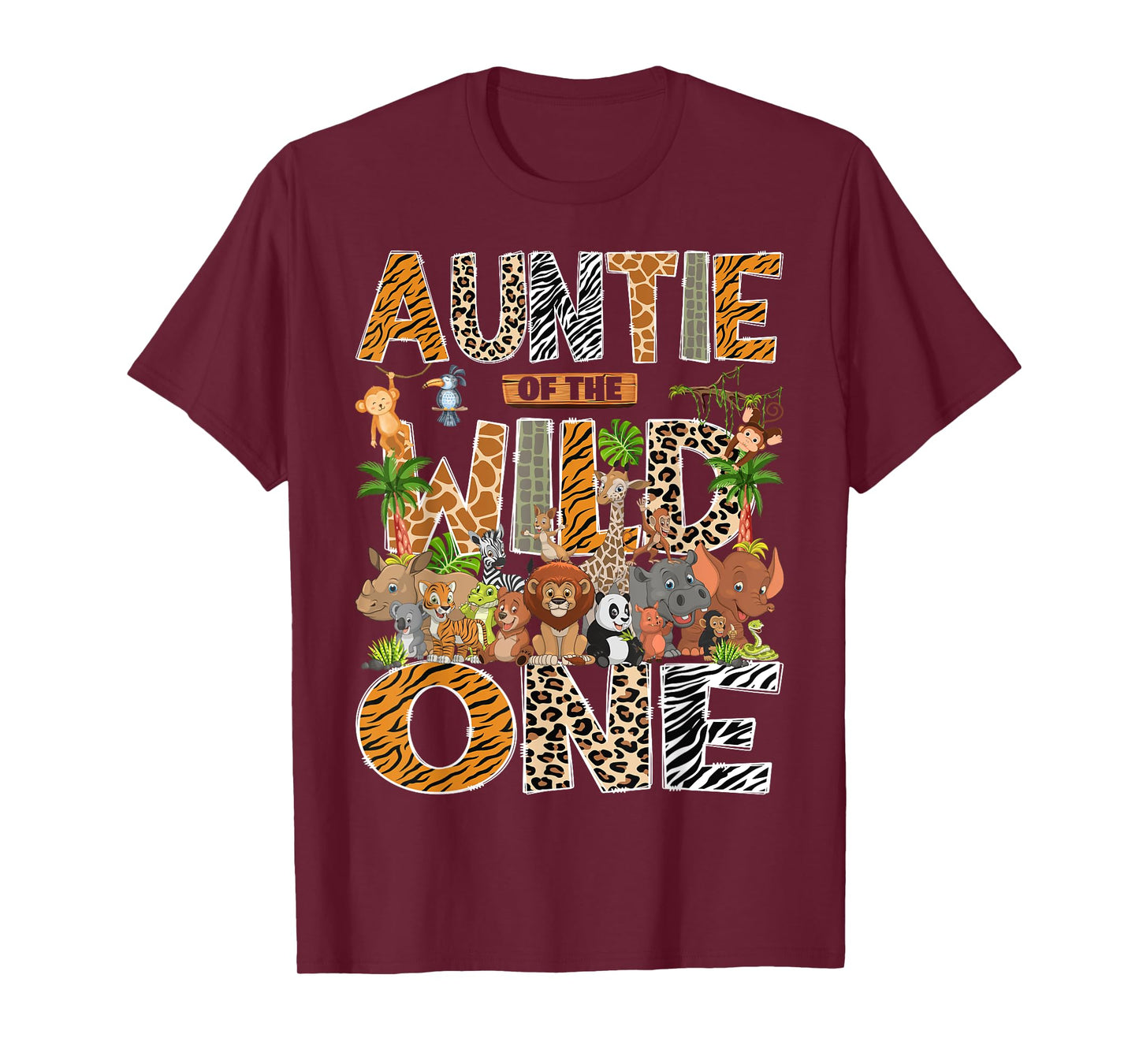 Auntie Of The Wild One Safari Zoo Animal 1St Birthday T-Shirt