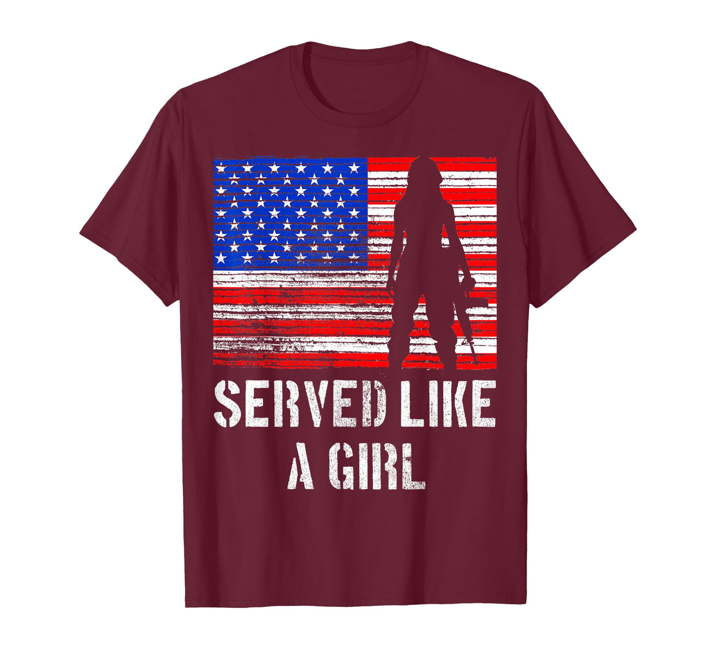 Female Veteran Served Like a Girl Patriotic American Flag T-Shirt