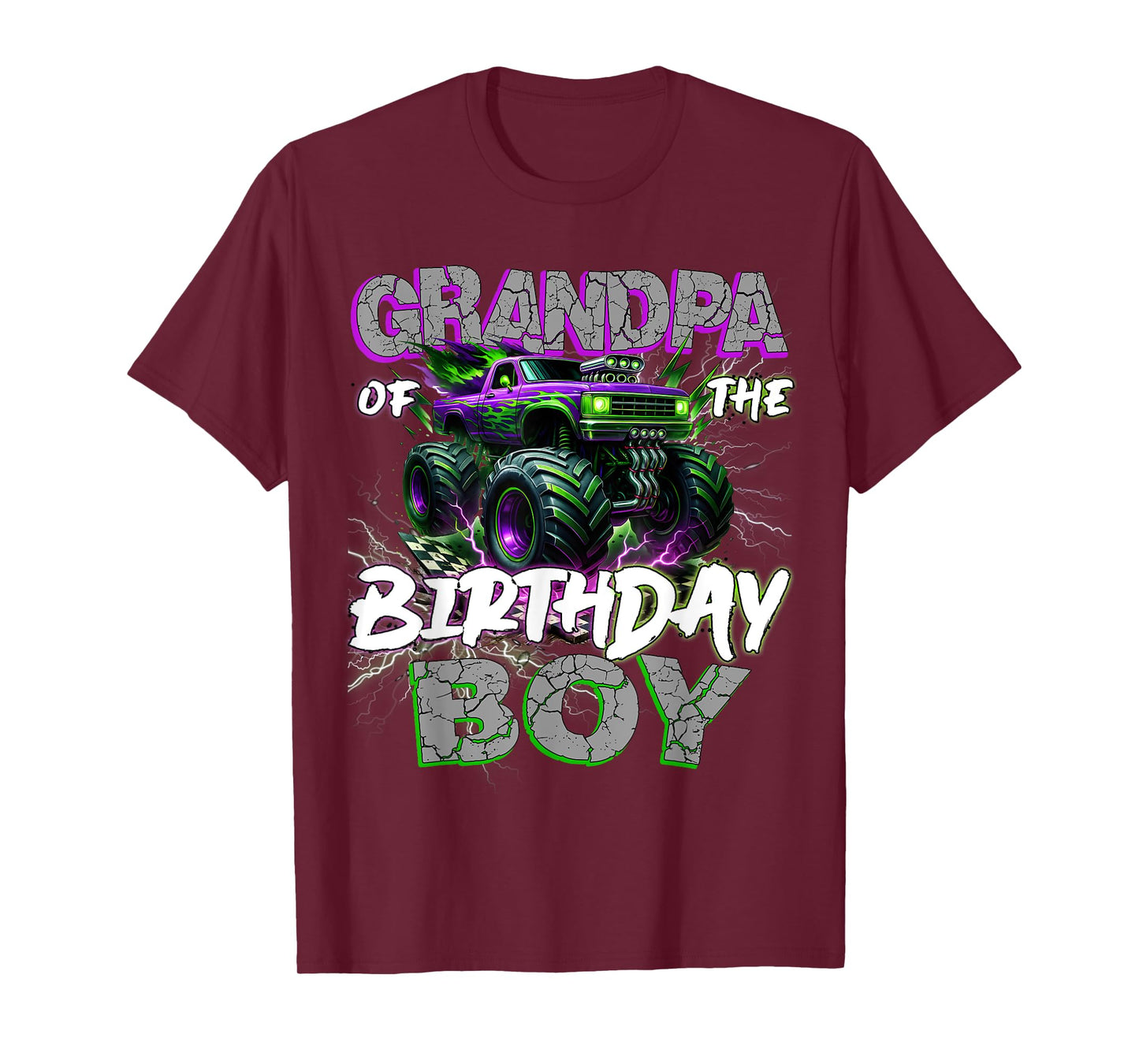 Grandpa Of The Birthday Monster Truck Family Matching Party T-Shirt