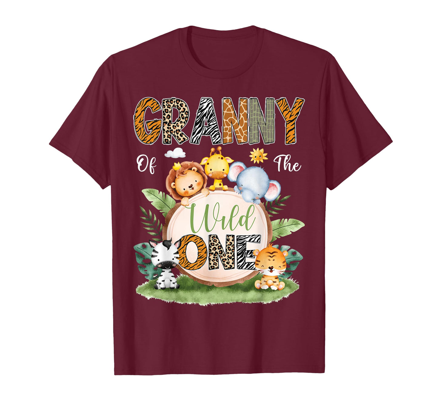 Granny Of The Wild One 1St Birthday Kids Safari Jungle T-Shirt