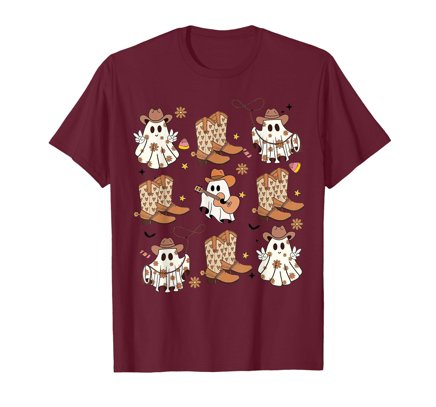BooHaw Shirt Ghost Halloween Cowboy Boots Cowgirl Costume T-Shirt