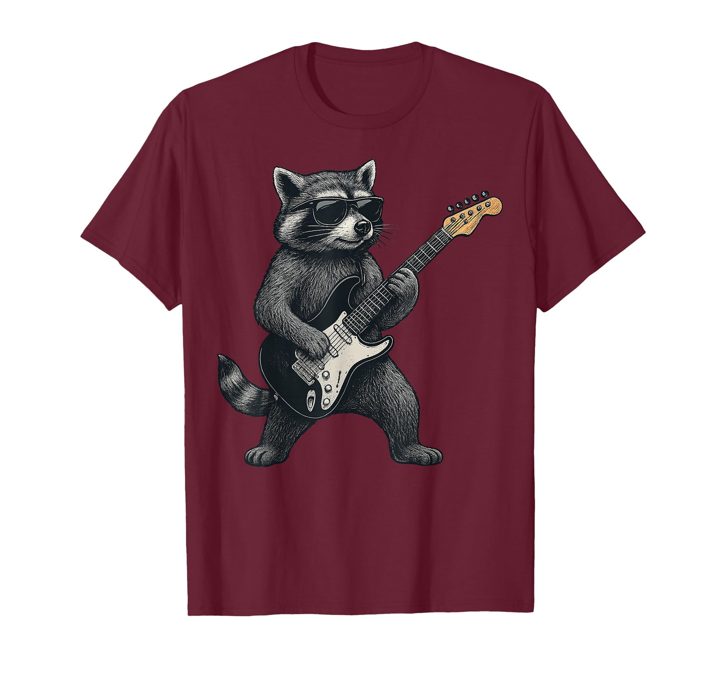 Raccoon Playing Guitar Rock and Roll Gift Men Women Boy Girl T-Shirt