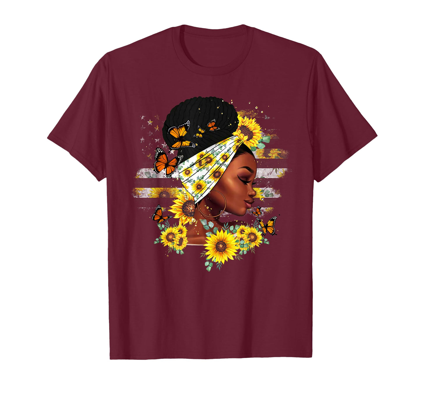 Womens Sunflower Black Girl Queen Black History Month T-Shirt