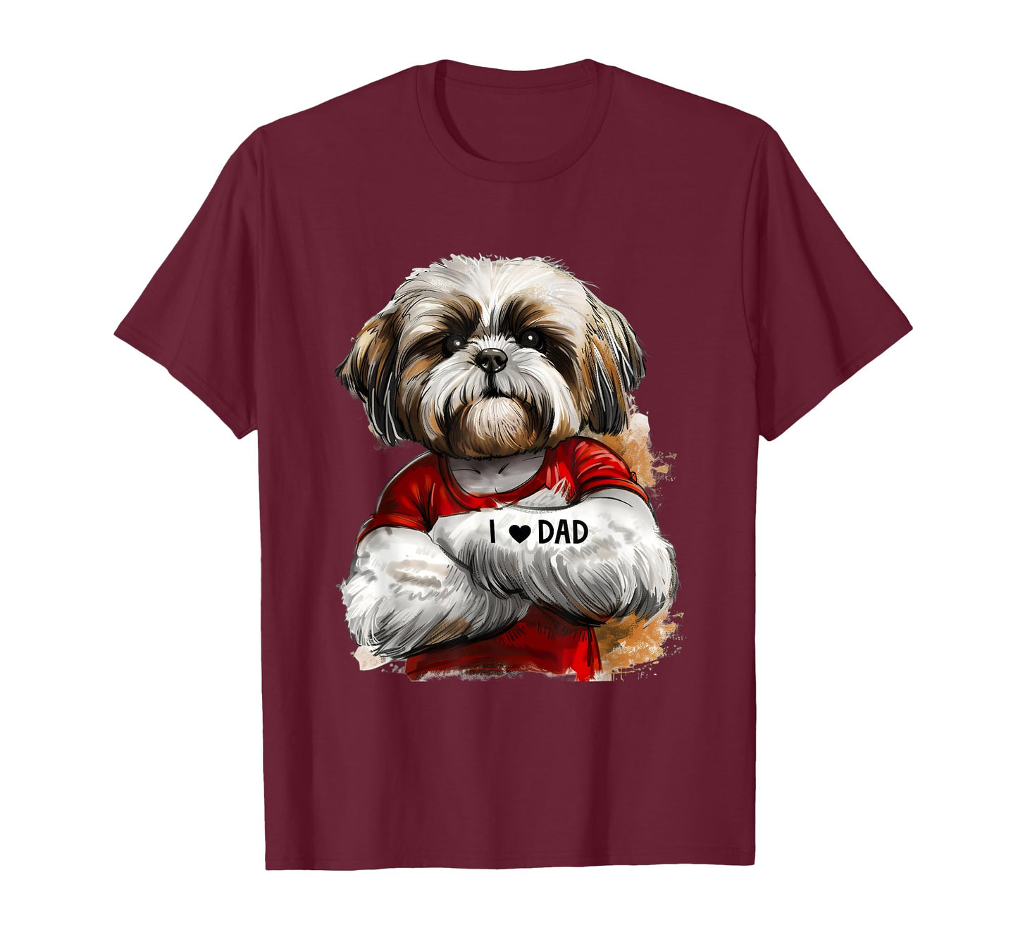 I Love Dad Tattoo Shih Tzu Dad Funny Father's Day T-Shirt