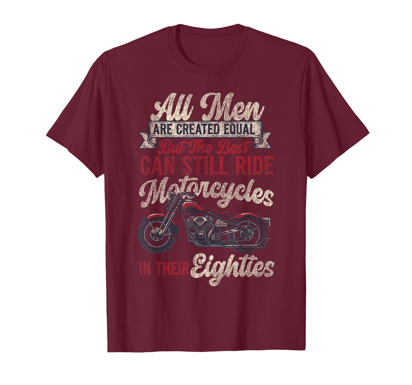 Classic Motorcycle Biker Grandpa 80th Birthday All Men Are T-Shirt