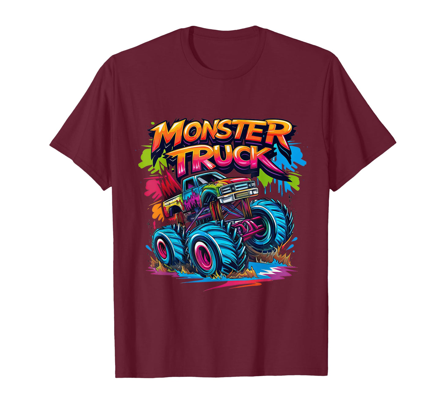 Monster Truck Retro Colorful Graffiti Toddlers Youth Adults T-Shirt