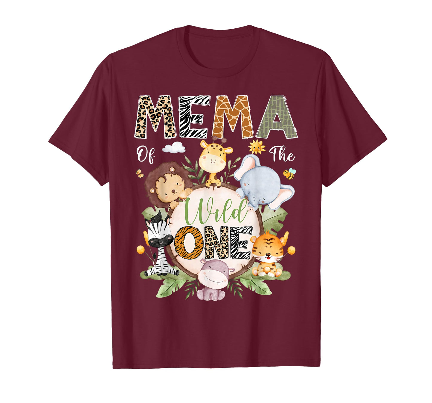 Mema of The Wild One 1St Birthday Jungle Safari Animals T-Shirt