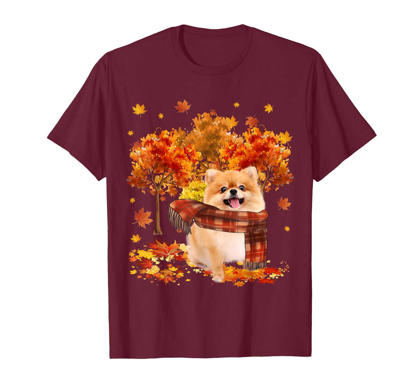It's Fall Y'all Cute Pomeranian Autumn Tree Fall Leaves T-Shirt