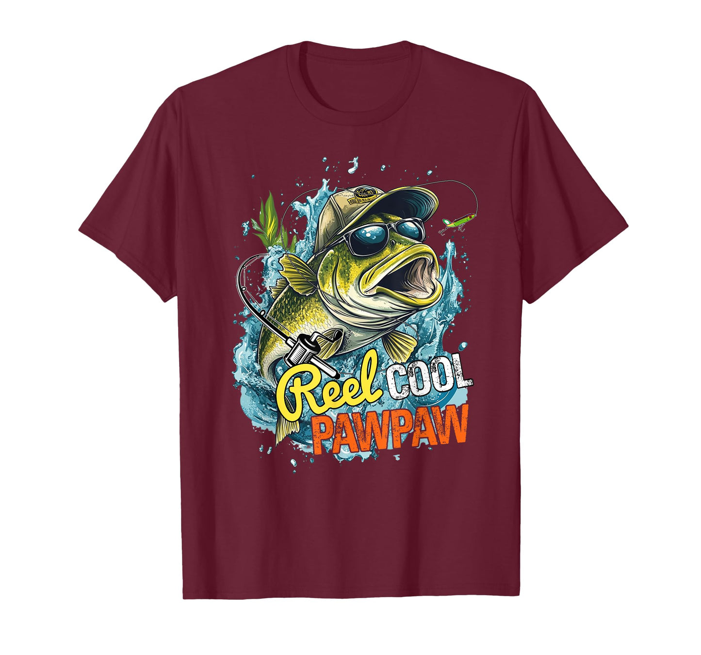 Mens Funny Fathers Day Vintage Fishing Reel Cool Pawpaw T-Shirt