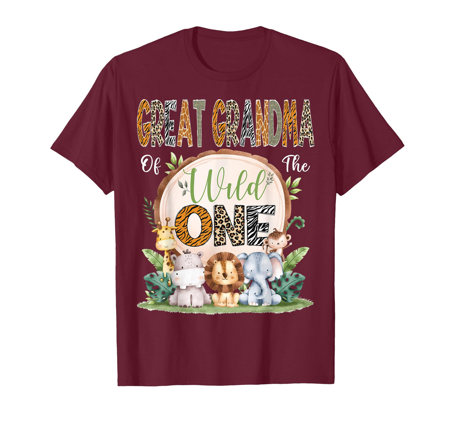 Great Grandma Of The Wild One 1St Birthday Safari Woodland T-Shirt