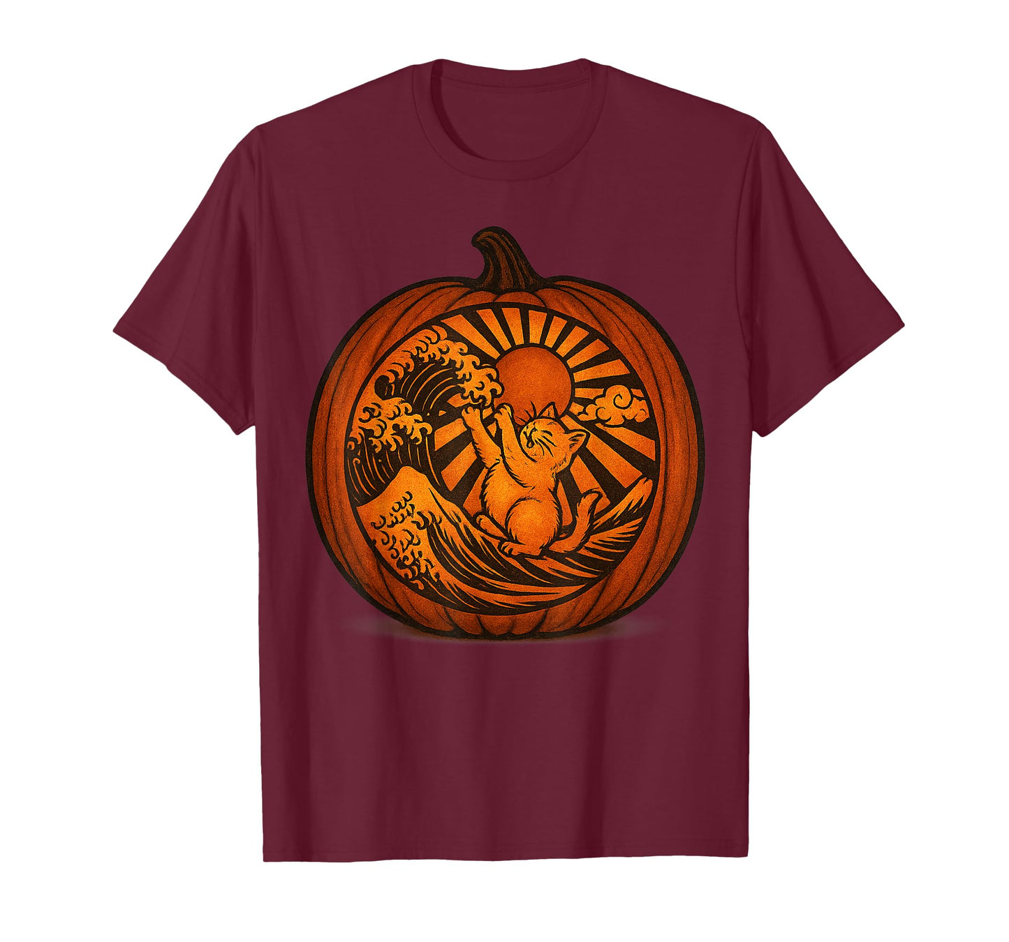 Kittenzilla Vintage Funny Cute Cat Art Japanese Pumpkin T-Shirt