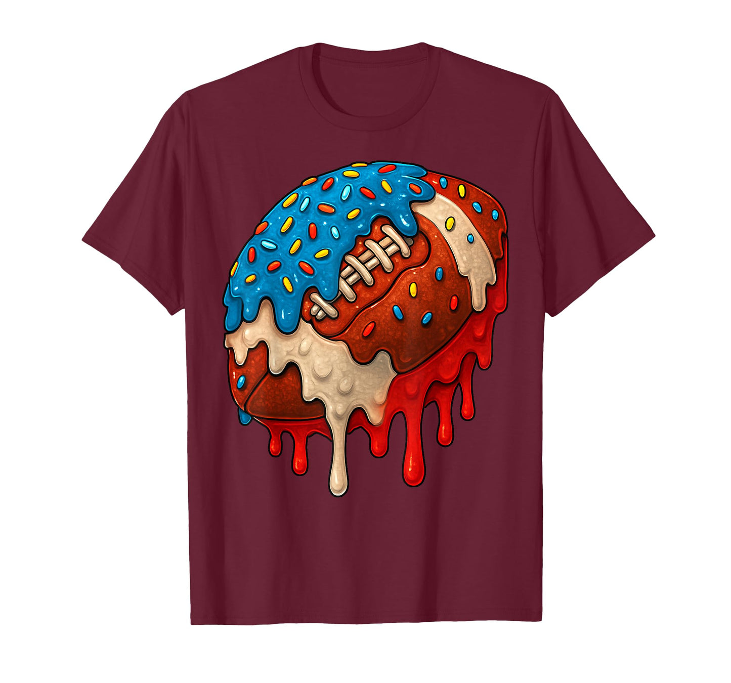 Ice Cream Drip Football Stuff 4th of July Boys Kids T-Shirt