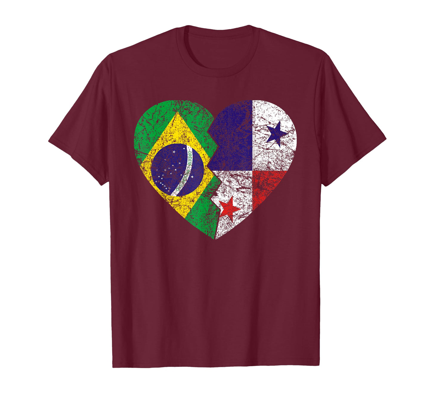 Panamanian Brazilian Flags Heart | Brazil Panama Roots T-Shirt