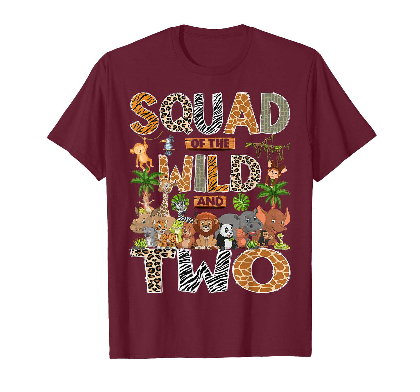 Squad Of The Wild & Two 2Nd Birthday Boy Safari Jungle T-Shirt