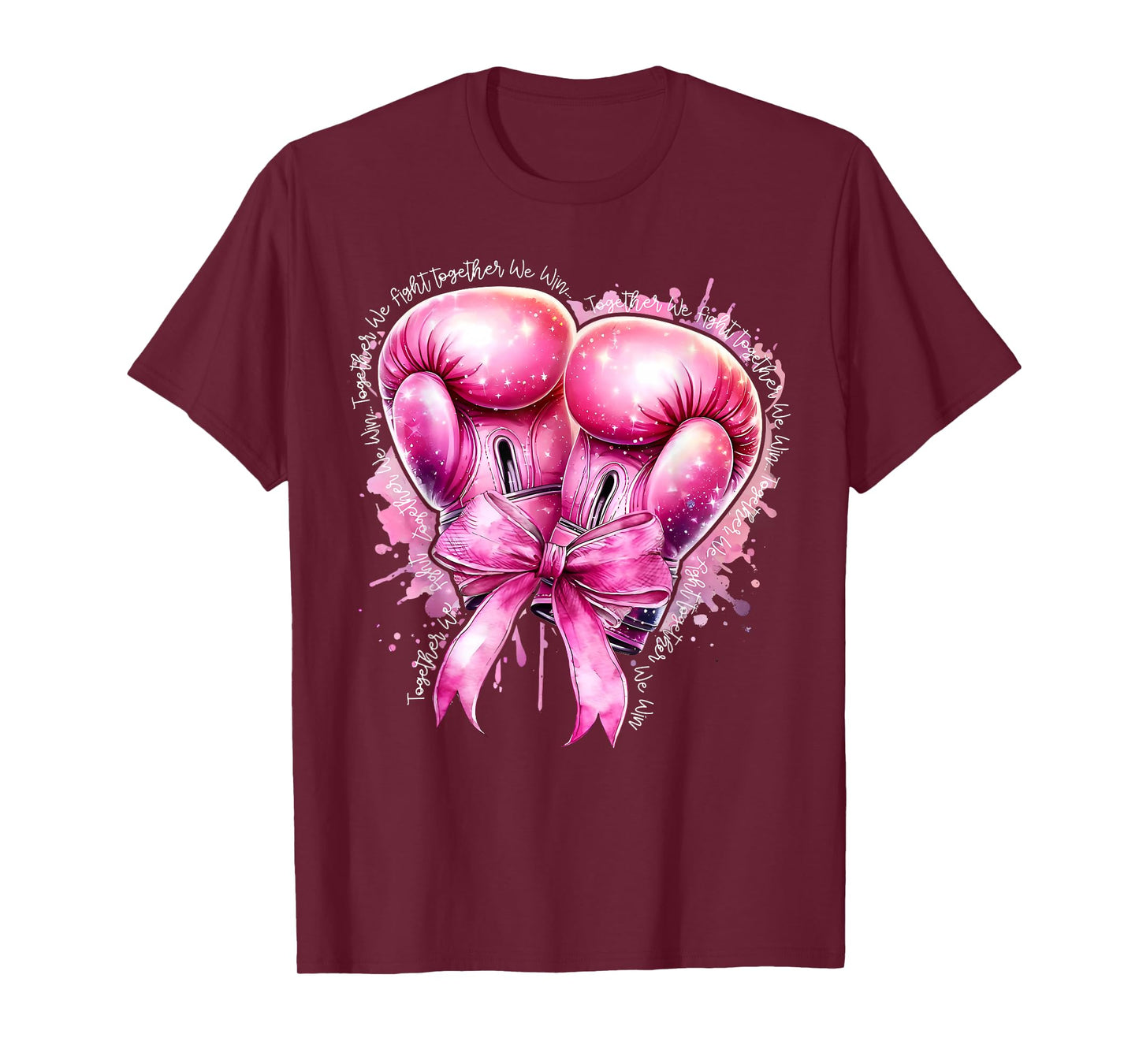 Together We Fight Pink Boxing Gloves Breast Cancer Awareness T-Shirt